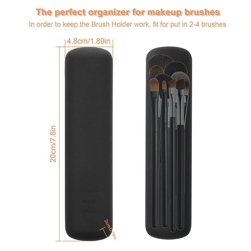 Portable Eyebrow Pencil Case, 1 Count Soft Makeup Brush Holder, Travel Makeup Brush Storage Box