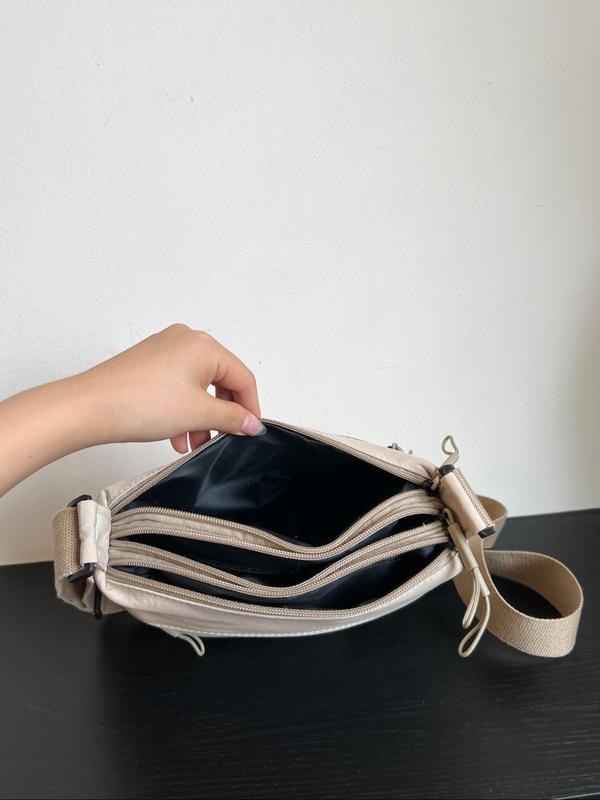 Women's Solid Nylon Crossbody Bag, Fashionable Casual Versatile Zipper Shoulder Bag for Daily Used, Trendy All-match Commuter Bag