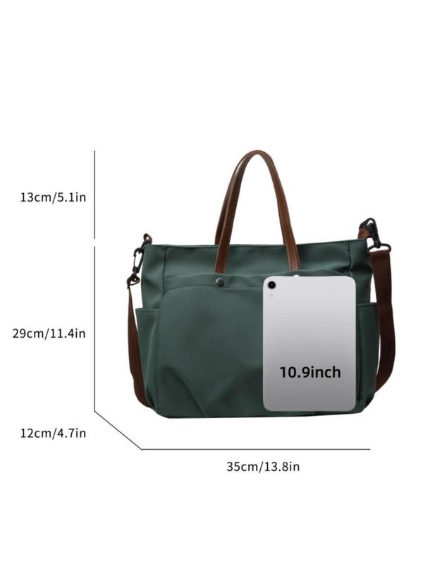 Women's Solid Color Nylon Tote Bag, Fashionable Lightweight Foldable Travel Bag, Casual Versatile Commuter Bag for Work & Daily Used