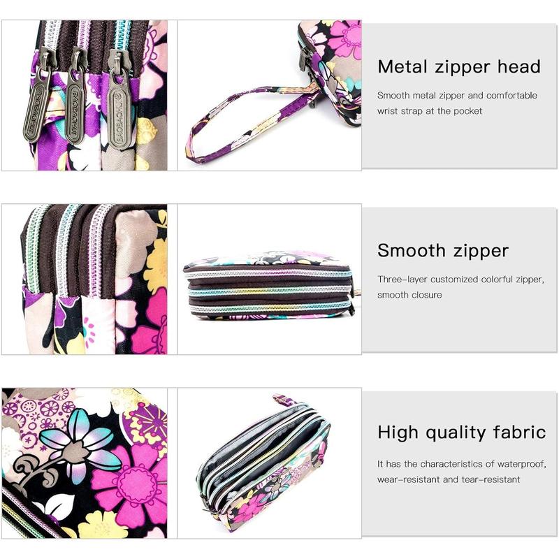 Large Capacity wristlet wallet-women printed nylon waterproof handbag clutch purse