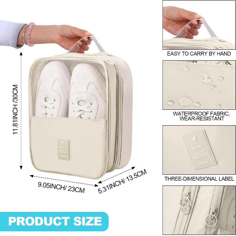 Shoe Bag Holds 3 Pair of Shoes Under Size 8 for Travel and Daily Use, Waterproof Shoe Storage Pouch, Travel Suitcase Shoe Organizer