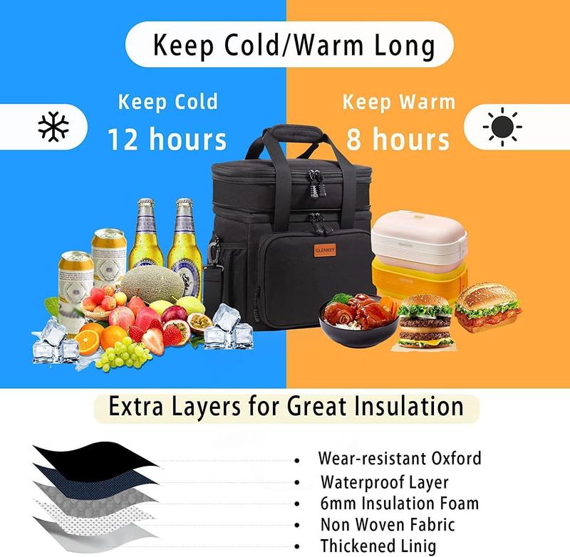 Expandable Xlarge Lunch Box, Insulated Heavy Duty Lunch Bag Waterproof Leakproof Durable Cooler Bag - 25L