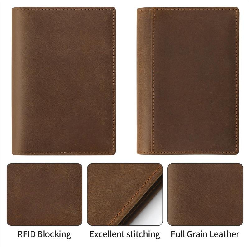 Leather Passport Cover for Men Women, RFID Passport Wallet Case Travel Passport Holder for Family