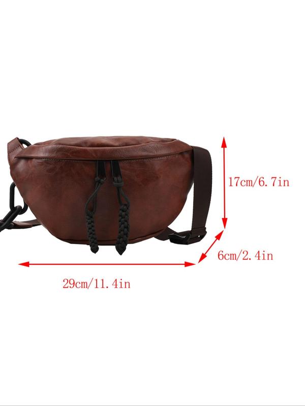 Fashion Solid Color Fanny Pack,Casual Pu Leather Zipper Shoulder Bag with Wide Shoulder Strap, Casual Trendy Versatile High-quality Daily Commuting Bag Chest Bag