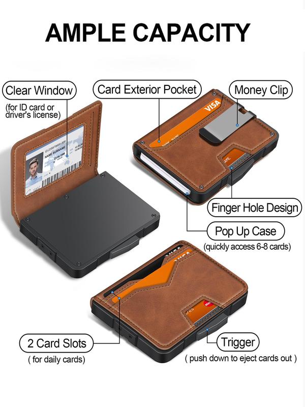 Men's Minimalist Rfid Blocking Card Holder, Pu Leather Card Slots Credit Card Holder, Casual Trendy Wallet for Men