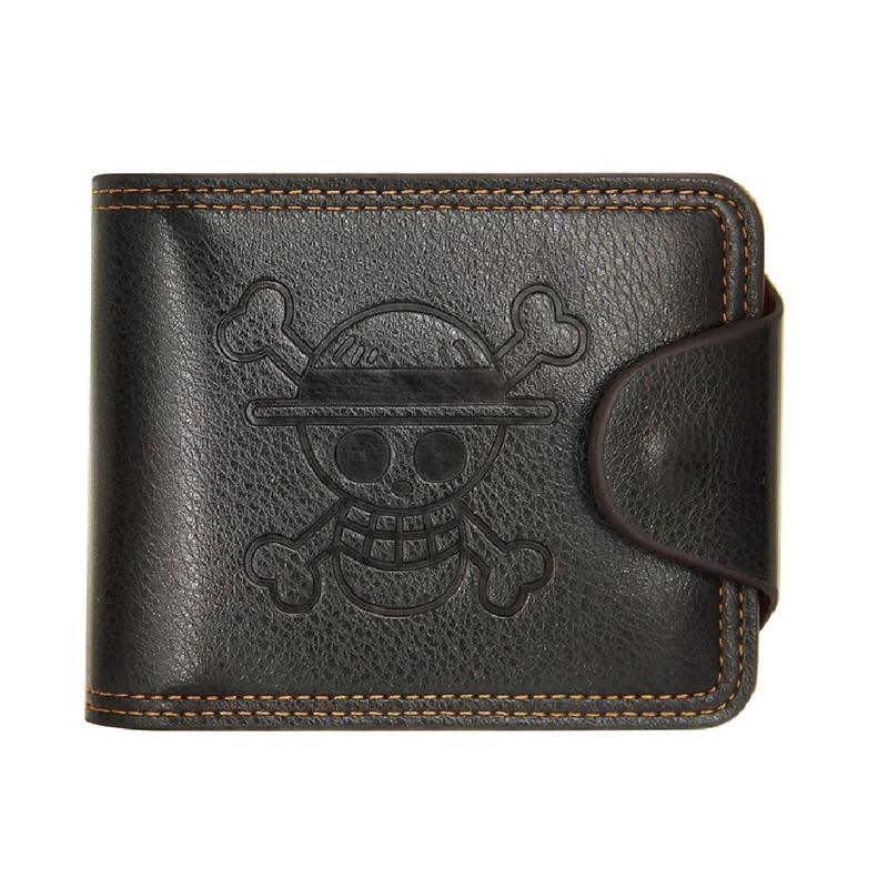 One Piece Wallet for Men Straw Hat Luffy Anime Wallet Faux Leather Slim Wallet Short Bifold Brown, Best Gift for Anime Lovers