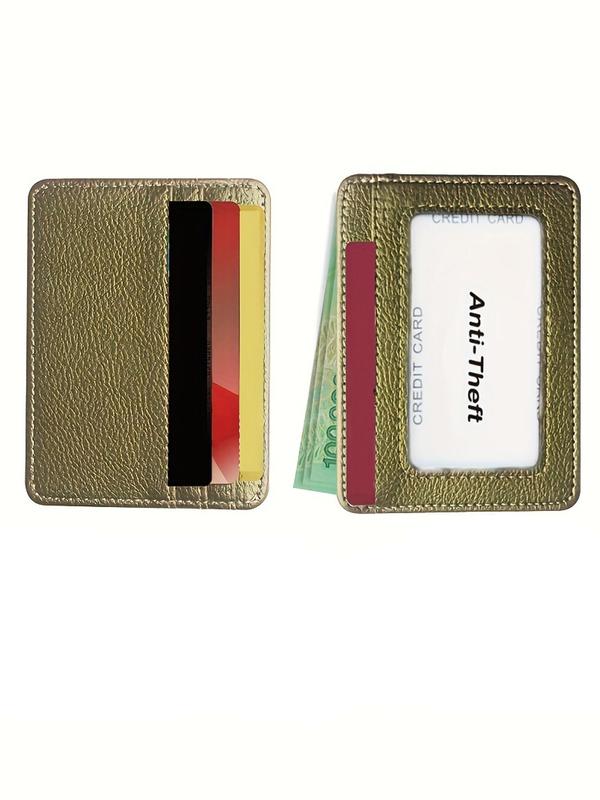 Women's Simple Slim Plain Pu Leather Card Holder with Id Windows, 2024 New Style Casual Multi Card Slot Card Holder, Fashionable Money Saving Wallet for Daily Use