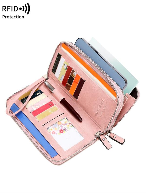 Women's Simple Style Plain Color Long Wallet, Casual Trendy Zipper Wallet, Fashionable Versatile Wallet for Daily Use