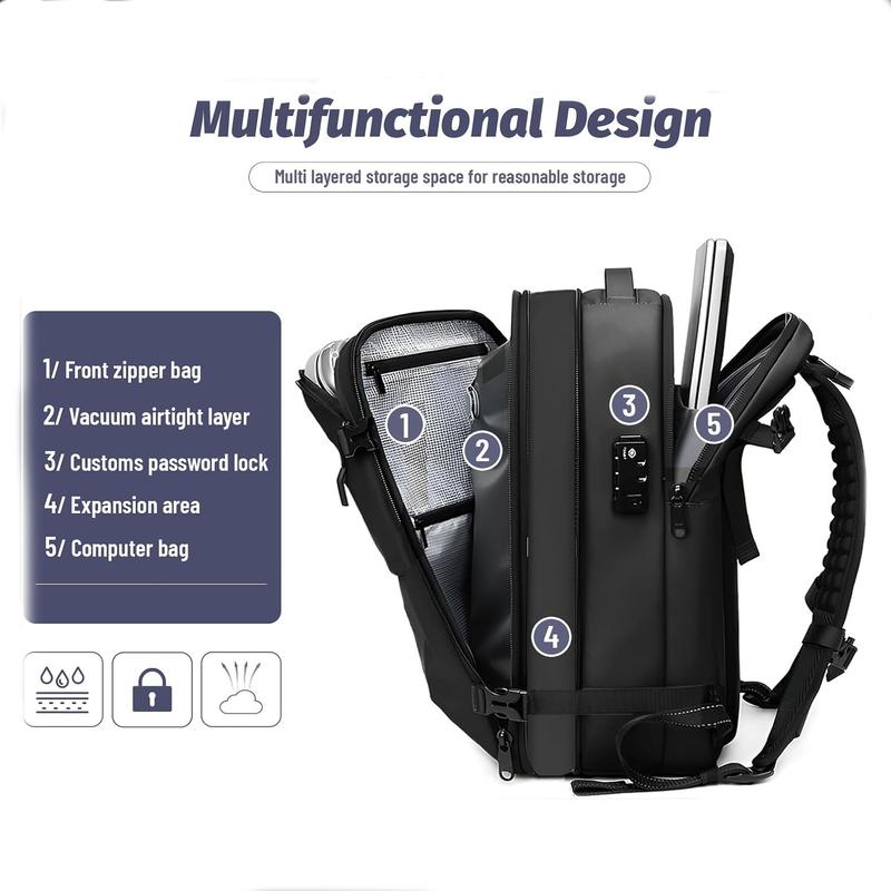 Alepeak Vaccum Backpack - Multifunctional Large-Max Storage, Minimal Size，Premium Ultra-Fiber Leather， Perfect for Professionals & Travelers，Waterproof Protection，TravelEssential  ， Super Large Capacity， Space-Saving Design，