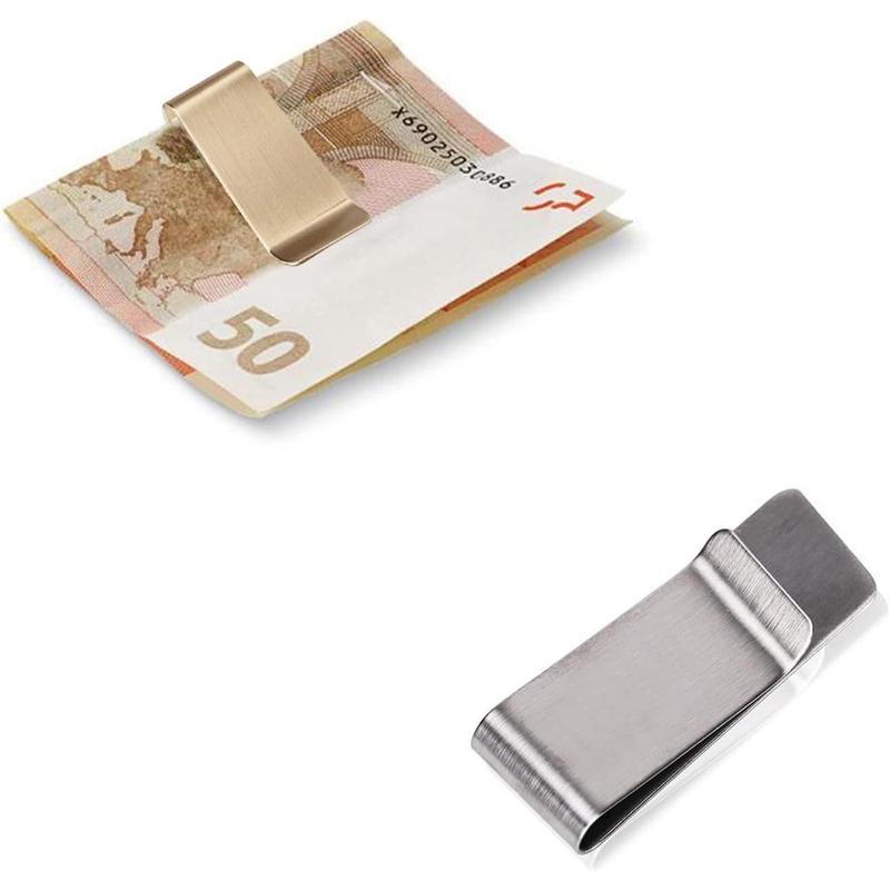 Small Men's Slim Money Clip Stainless Steel Credit Business Card Holder Pocket Cash Wallet