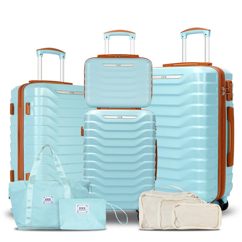 UUH Expandable Luggage Set 9pcs 8pcs 7pcs 4pcs, Waterproof Layer and 360-Degree Silent Wheels Unbreakable suitcase