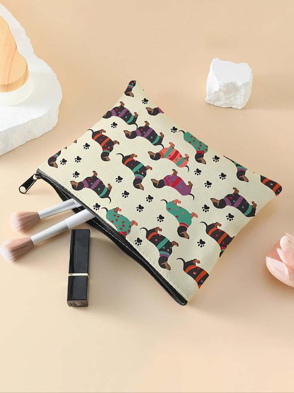 Random Color Dog Pattern Makeup Bag, 2024 New Style Multi-functional Storage Bag, Travel Makeup Bag, Suitable for Leisure Travel, Business Trips