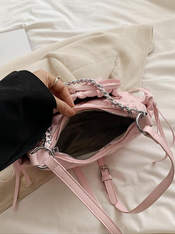 Women's Elegant Bowknot Decor Shoulder Bag, Fashionable Chain Decor Crossbody Bag for Daily Used, Casual Trendy Versatile High-quality Daily Commuting Bag