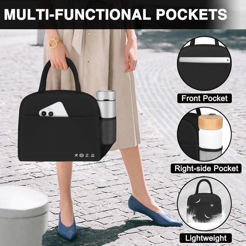 Lunch Bag Women, Lunch Box for Women Men Insulated Reusable Lunch Bag Large Capacity Lunch Tote Bag Lunch Container for Office Work Picnic Beach or Travel,Black