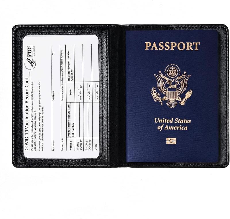 2 Pcs Passport holders，Ultra Slim passport wallet，PU Leather Passport Cover for Women and Men