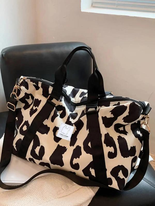 Summer 2024 New Fashion Leopard Pattern Large Travel Bag, Waterproof Shoulder Bag Crossbody Bag, Unisex Dry & Wet Separation Duffel Bag Back To School, Bags for Women