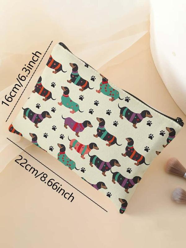 Random Color Dog Pattern Makeup Bag, 2024 New Style Multi-functional Storage Bag, Travel Makeup Bag, Suitable for Leisure Travel, Business Trips