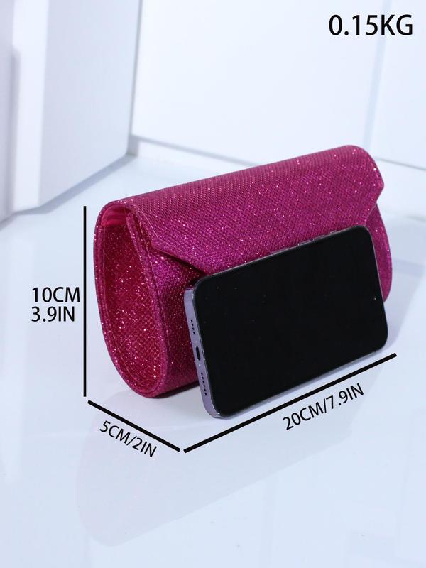 Women's Elegant Glitter Evening Bag, Fashionable Solid Color Clutch Bag, Trendy All-match Bag for Party Decoration, Exquisite Bag for Birthday Gift