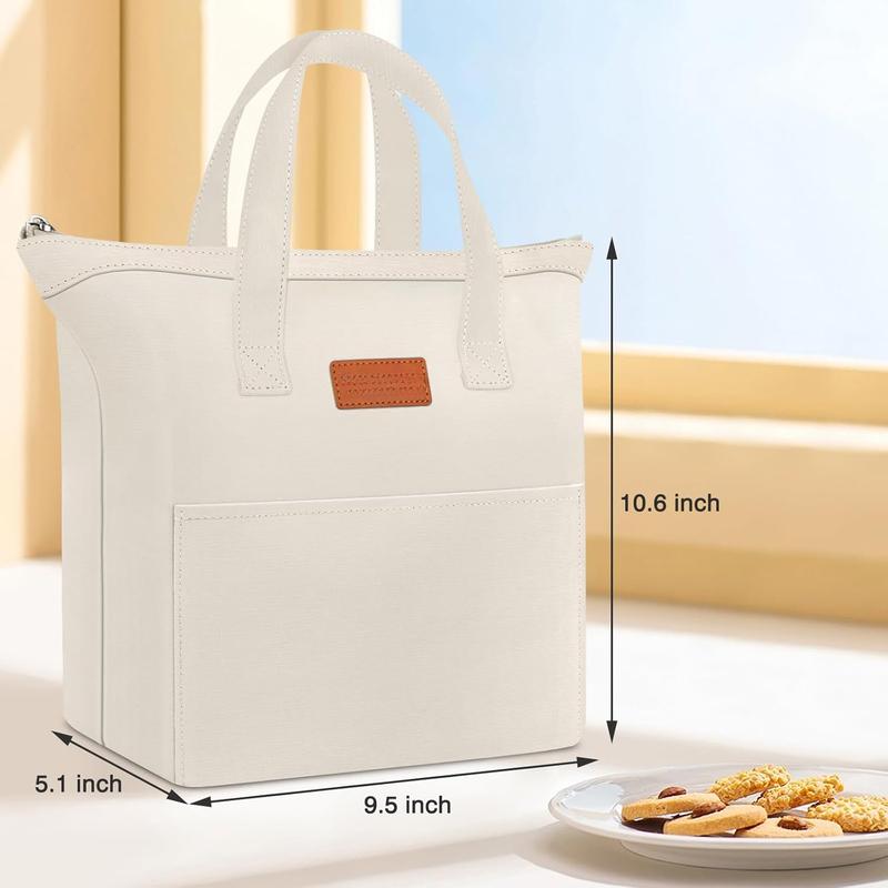 Lunch Box for Women, Lunch Bag for Women Men Adult Simple Reusable Lunchbox Insulated Lunchbag Large Capacity Lunch Boxes Cute Cooler, with Food Storage Bags for Work, Office or Picnic (Beige)