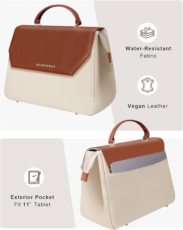 GLORIEROO Leather Lunch Bag Women - Adult Fashion Stylish Vegan Leather Insulated Leakproof Lunch Box for Work - 2024 Newest Christmas Gifts for Women