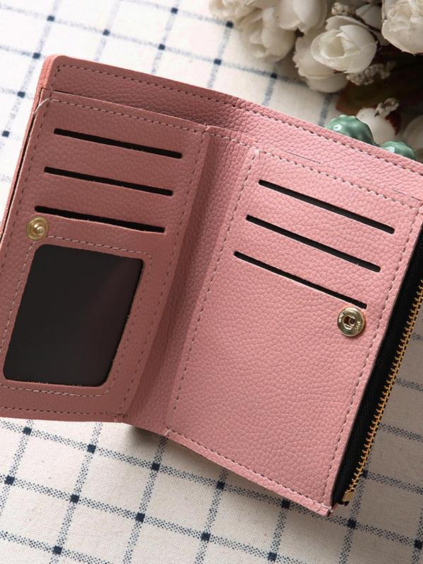 Cherry Pattern Embroidered Short Wallet, Fashionable Pu Leather Zipper Wallet for Women, Casual Trendy Versatile High-quality Wallet for Daily Use