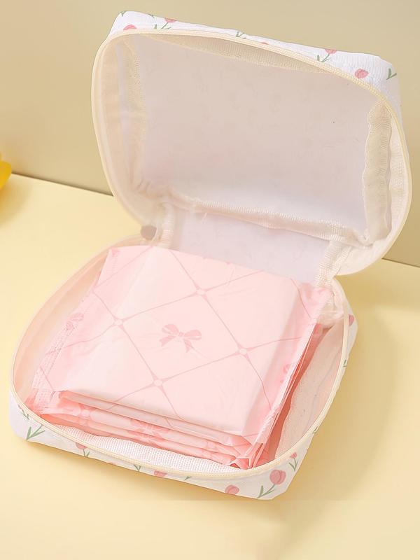 Floral Pattern Sanitary Napkin Storage Bag, Lightweight Tissue Bag for Women's Products, Travel Cosmetics Storage Box