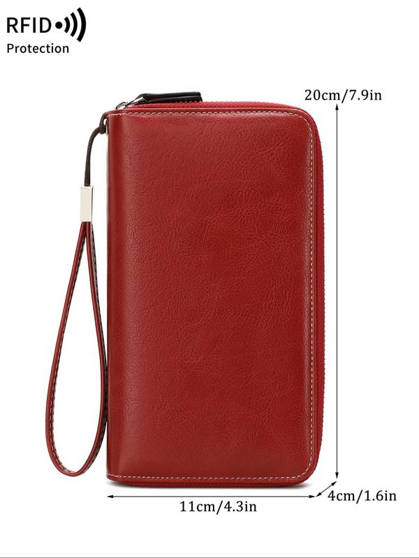 Women's Simple Style Plain Color Long Wallet, Casual Trendy Zipper Wallet, Fashionable Versatile Wallet for Daily Use