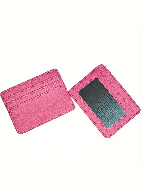 Women's Simple Slim Plain Pu Leather Card Holder with Id Windows, 2024 New Style Casual Multi Card Slot Card Holder, Fashionable Money Saving Wallet for Daily Use