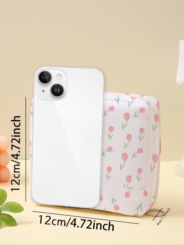 Floral Pattern Sanitary Napkin Storage Bag, Lightweight Tissue Bag for Women's Products, Travel Cosmetics Storage Box