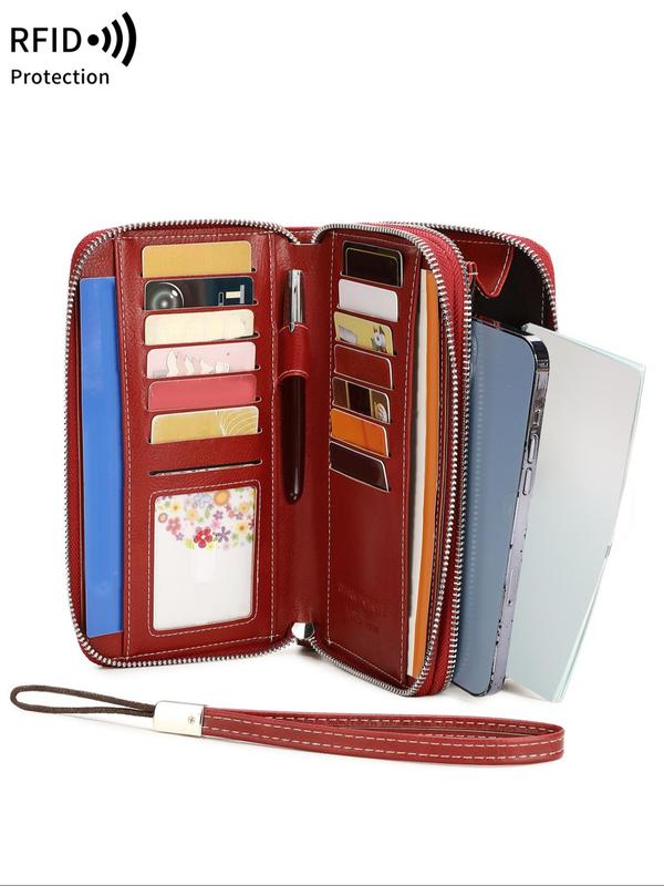 Women's Simple Style Plain Color Long Wallet, Casual Trendy Zipper Wallet, Fashionable Versatile Wallet for Daily Use