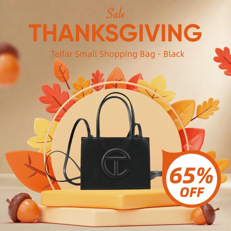 Black Friday- Gift for You-Telfar Small Black Shopping Bag - Portable and Convenient