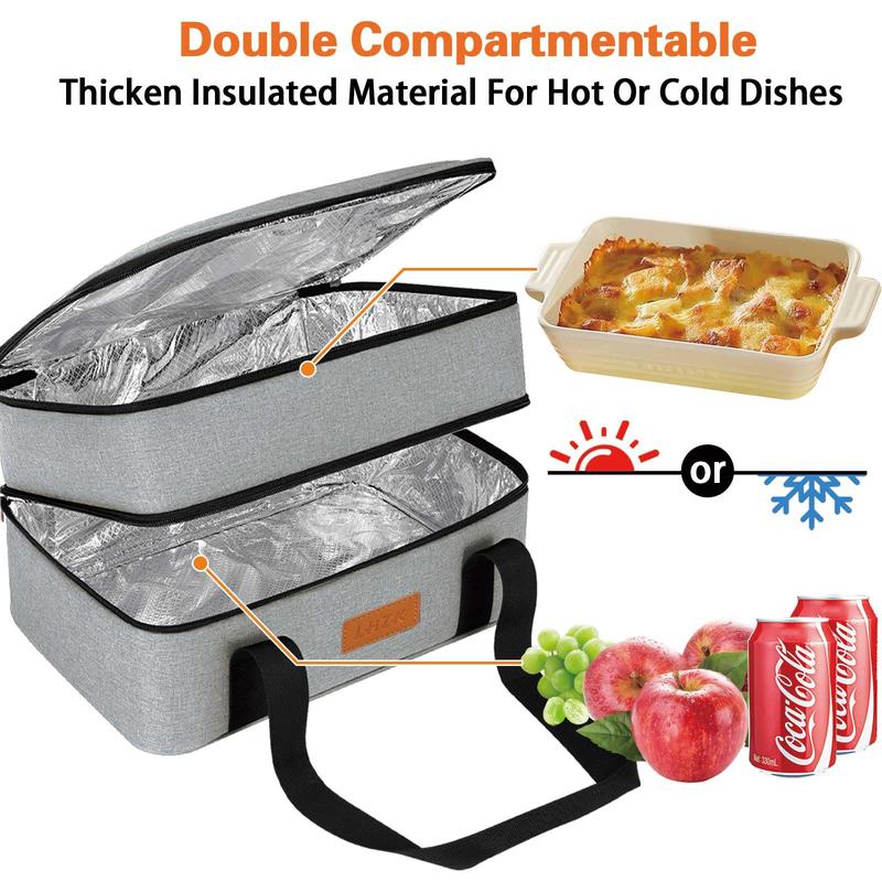 LHZK Double Insulated Casserole Carrier, Expandable Casserole Carriers for Hot or Cold Food, Insulated Food Carrier for Travel, Parties, Picnic, Fits 11 x 15 or 9 x 13 Baking Dish