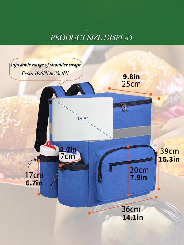 Large Lunch Bag with 4 Cup Holder, Insulated Bag with Reflective Strip, Lunch Bag for Cycling Delivery Pizza & Food