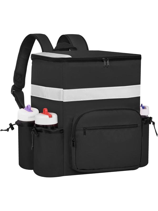 Large Lunch Bag with 4 Cup Holder, Insulated Bag with Reflective Strip, Lunch Bag for Cycling Delivery Pizza & Food