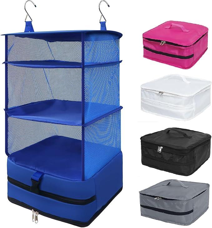 Portable Hanging Travel Shelves Bags with Hooks, Large Capacity Suitcase Packing Cubes for Carry-on Closet and Travel Bag