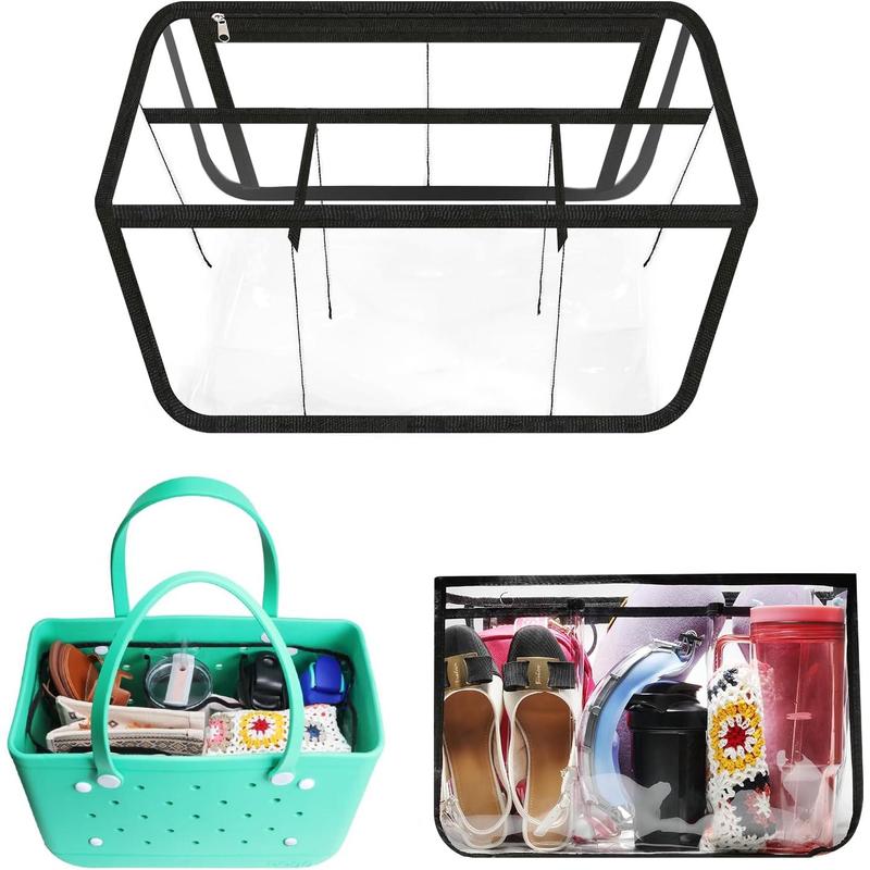 Clear Beach Bag Organizer Original Accessories for Bogg Bag X Large Storage Bag Suitable for BOGG BAG Organizing Your Bag and Divide Space,Transparent & Black