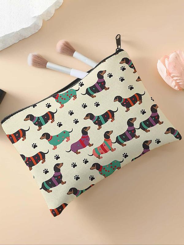 Random Color Dog Pattern Makeup Bag, 2024 New Style Multi-functional Storage Bag, Travel Makeup Bag, Suitable for Leisure Travel, Business Trips