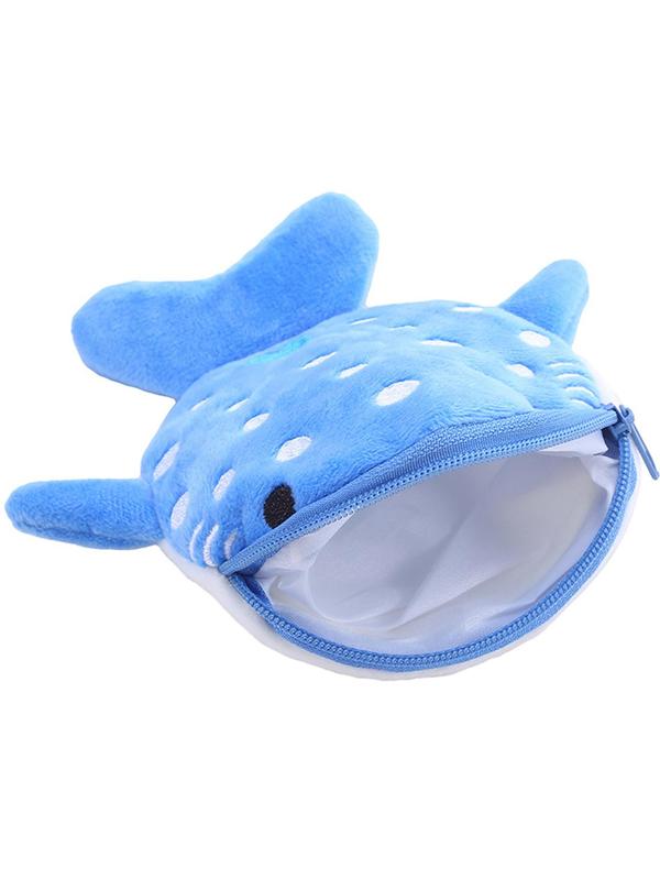 Women's Cute Cartoon Shark Design Coin Purse, Trendy Novelty Plush Zip-up Coin Purse, Fashionable Kawaii Accessories for Daily Use Summer 2024