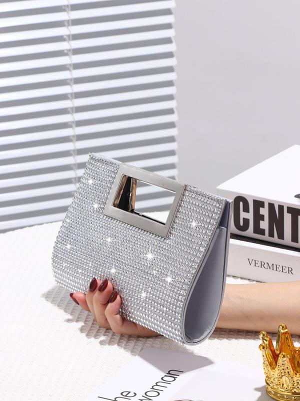 Women's Elegant Rhinestone Decorated Evening Bag for Gift, 2024 New Style Exquisite Trendy Handbag, Fashionable Bag for Weddings, Parties, Birthdays Decoration