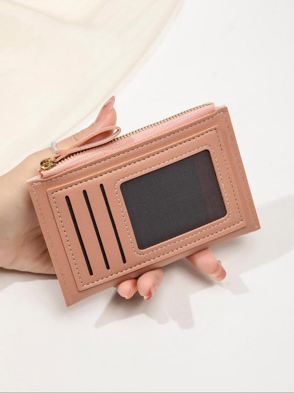 Women's Solid Color Zipper Wallet, Fashionable Coin Purse for Daily Used, Casual Trendy Versatile High-quality Daily Wallet for Women