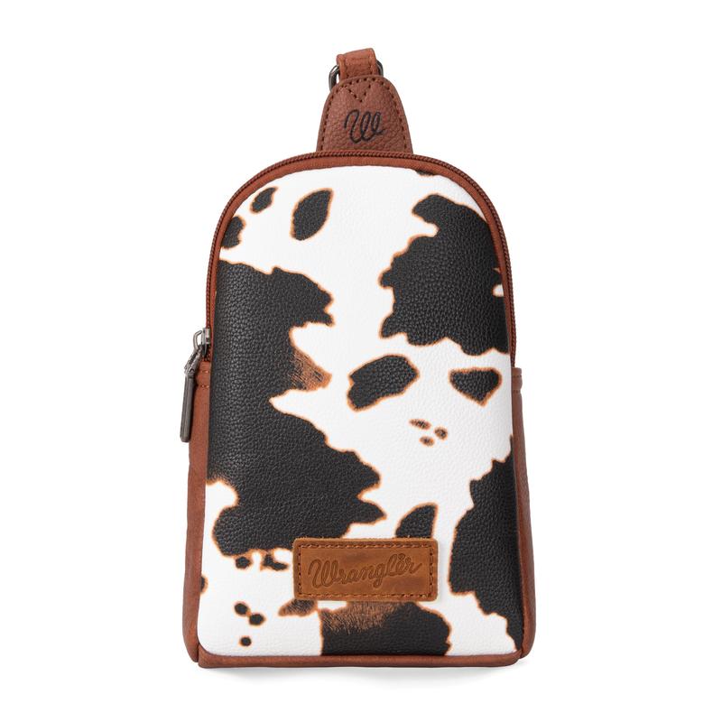 Wrangler [MegaLive] Moo Moo Cow Print Crossbody Bags for Women Western PU Leather Sling Bag for Women, Versatile Design for Different Styles - Sling Bag for Phone, Wallet, Cosmetics