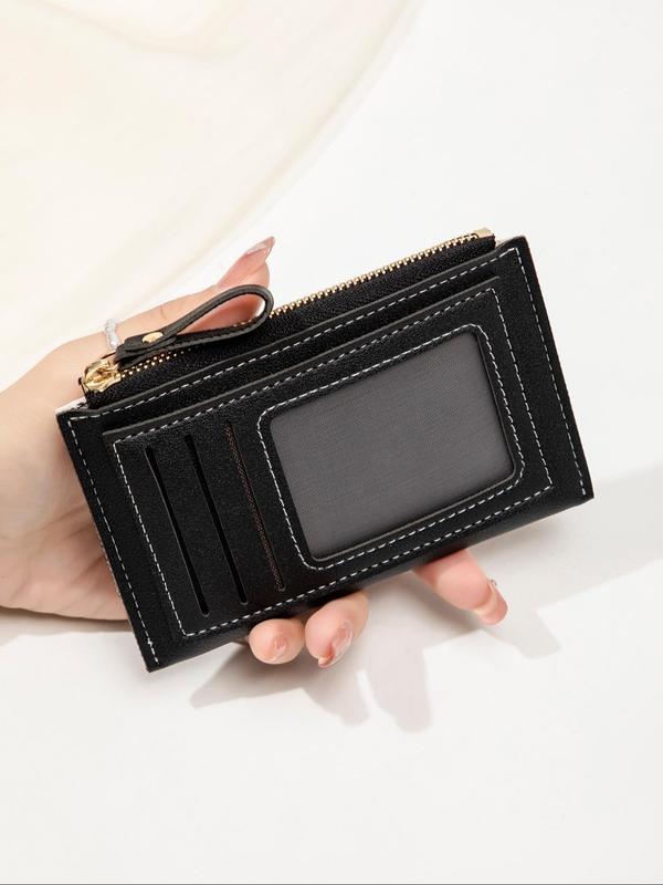 Women's Solid Color Zipper Wallet, Fashionable Coin Purse for Daily Used, Casual Trendy Versatile High-quality Daily Wallet for Women