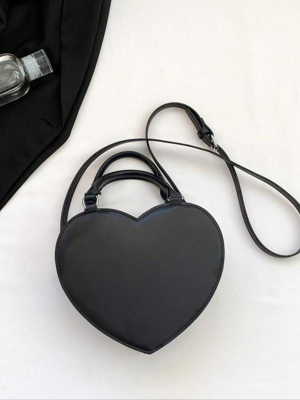 Women's Punk Style Heart Shaped Handbag, Fashionable Spider Web Decor Zipper Shoulder Bag for Daily Used, Casual Trendy Versatile High-quality Daily  Bag