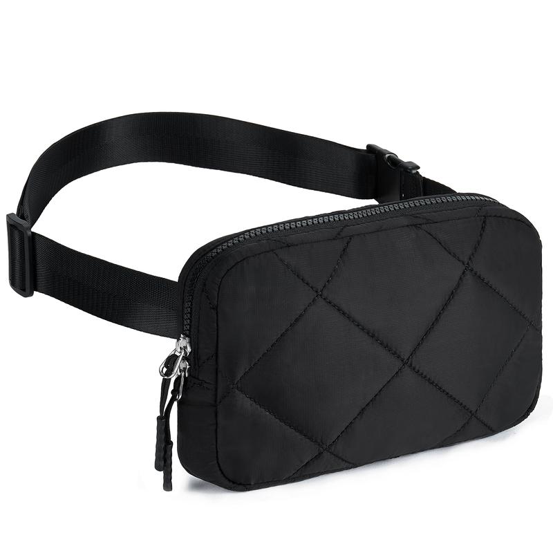 Telena Fanny Pack Cross Body Bag Quilted Puffy Padded Belt Bag for Women Winter Cloud Waist Puffer Crossbody Bag with Adjustable Strap Black beltbags