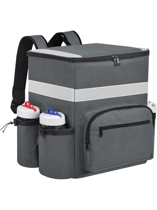 Large Lunch Bag with 4 Cup Holder, Insulated Bag with Reflective Strip, Lunch Bag for Cycling Delivery Pizza & Food