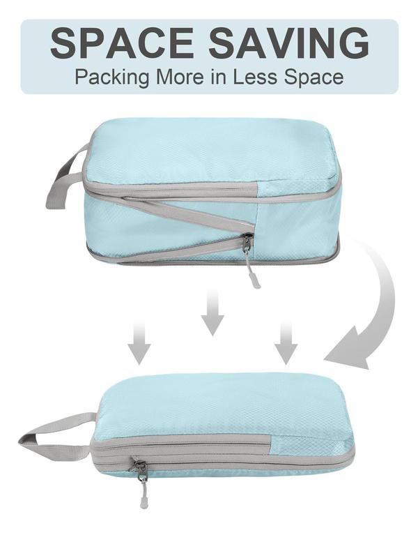 Compression Packing Cubes Set, 4 Counts Travel Clothes Storage Bags, Zipper Travel Organizer, Suitcase Organizer Bags, Travel Essentials