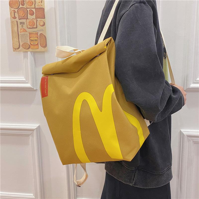 Classic Funny Retro Paper Bag Backpack Cute Shoulder Crossbody Bag Casual Notebook Bag