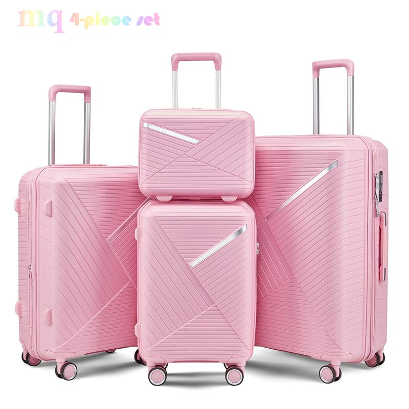 Luggage Sets 4 Piece(14 20 24 28), Expandable Lightweight Suitcase with 4 Double 360 Degrees Mute Spinner Wheels PP Materials Durable TSA Lock Travel Luggage