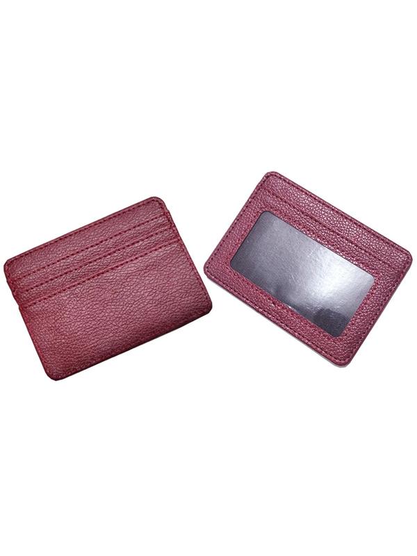 Women's Simple Slim Plain Pu Leather Card Holder with Id Windows, 2024 New Style Casual Multi Card Slot Card Holder, Fashionable Money Saving Wallet for Daily Use