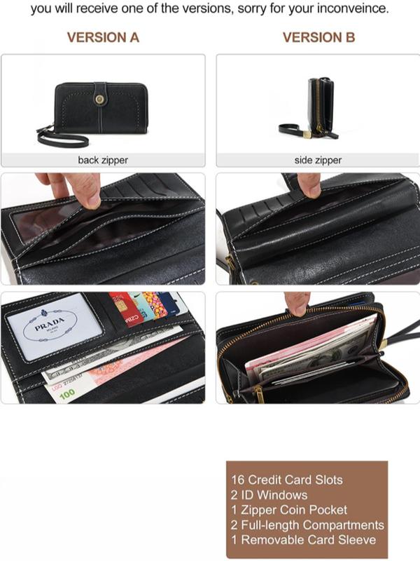 Women's Fashionable Flower Decorated Zipper Wristlet, Casual PU Leather Long Wallet for Daily Used, Trendy Versatile High-quality Daily Commuting Bag